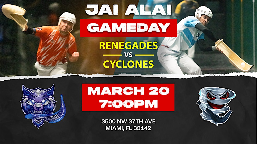 World Jai-Alai League Renegades vs Cyclones Mar 20 Gameday