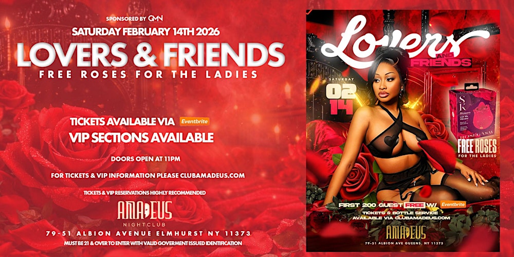 Saturday February 14th 2026 : Lovers & Friends at Amadeus Nightclub