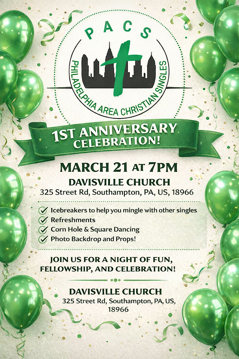 Philadelphia Area Christian Singles 1 Year Anniversary Celebration