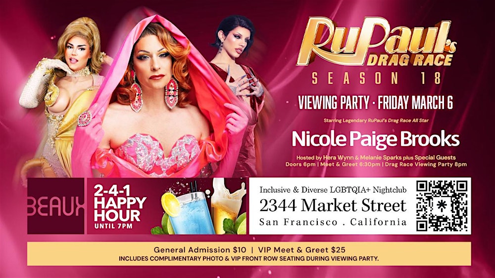 Nicole Paige Brooks Rupaul's Drag Race Season 18 viewing party Fri March 6