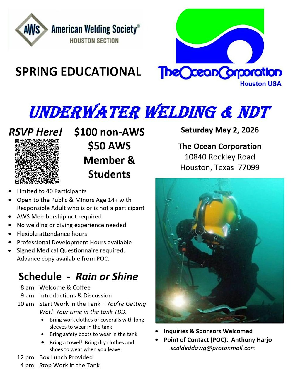 AWS Houston Spring Educational: Underwater Welding & NDT