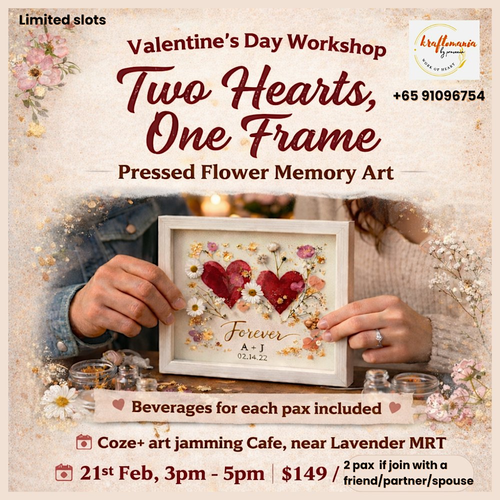 valentines day workshop- two hearts on frame
