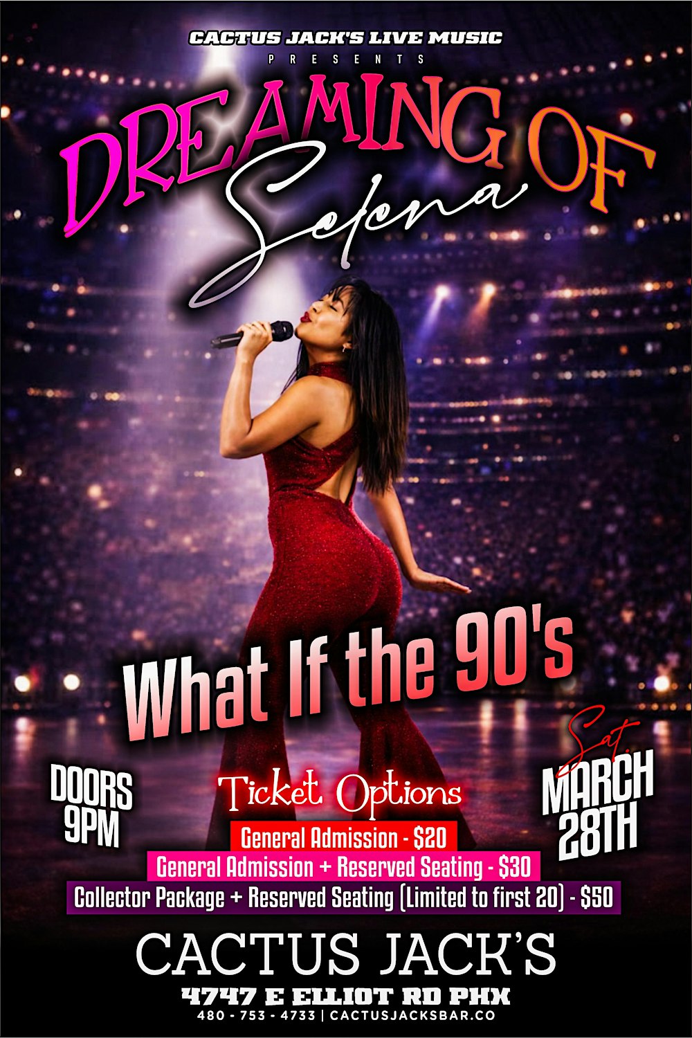 Dreaming of SELENA @ CactusJacks Sat 3/28