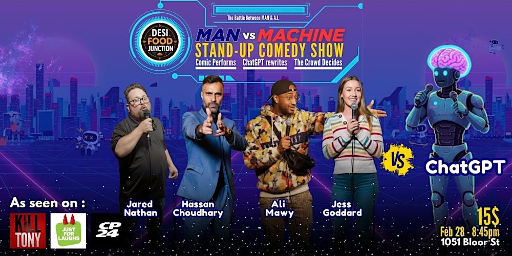 MAN VS MACHINE, A stand up comedy show between humans and chatgpt