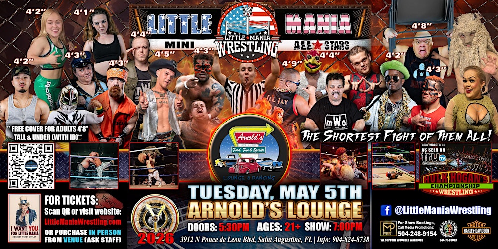 St Augustine, FL  - Little Mania Mini Wrestling @ Arnold's Lounge