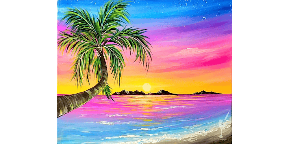 Neon Sunset at Beach - Paint and Sip in San Antonio | Classpop!™