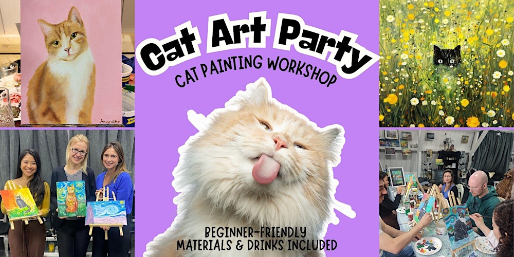 Cat Art Party: Cat Painting Workshop - Paint & Sip - for beginners - Leiden