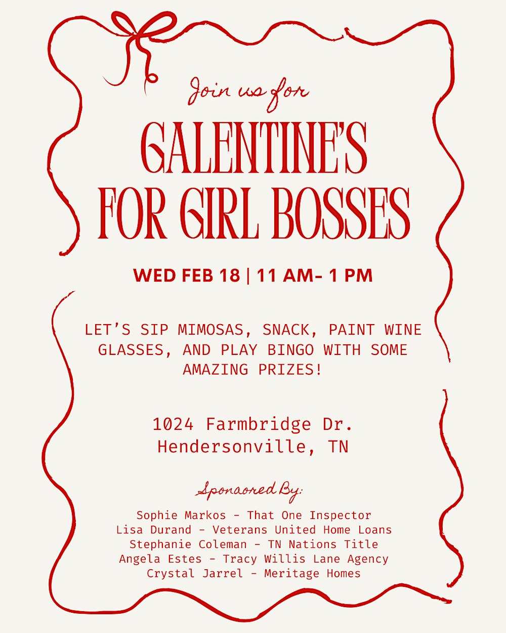 LADIES IN REAL ESTATE: Galentine Celebration for Mid TN's Girlboss Realtors