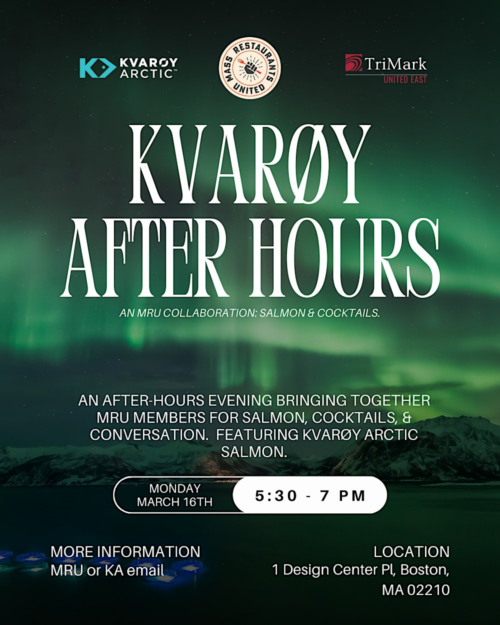 KVAROY After Hours - MRU Collaboration: Salmon & Cocktails