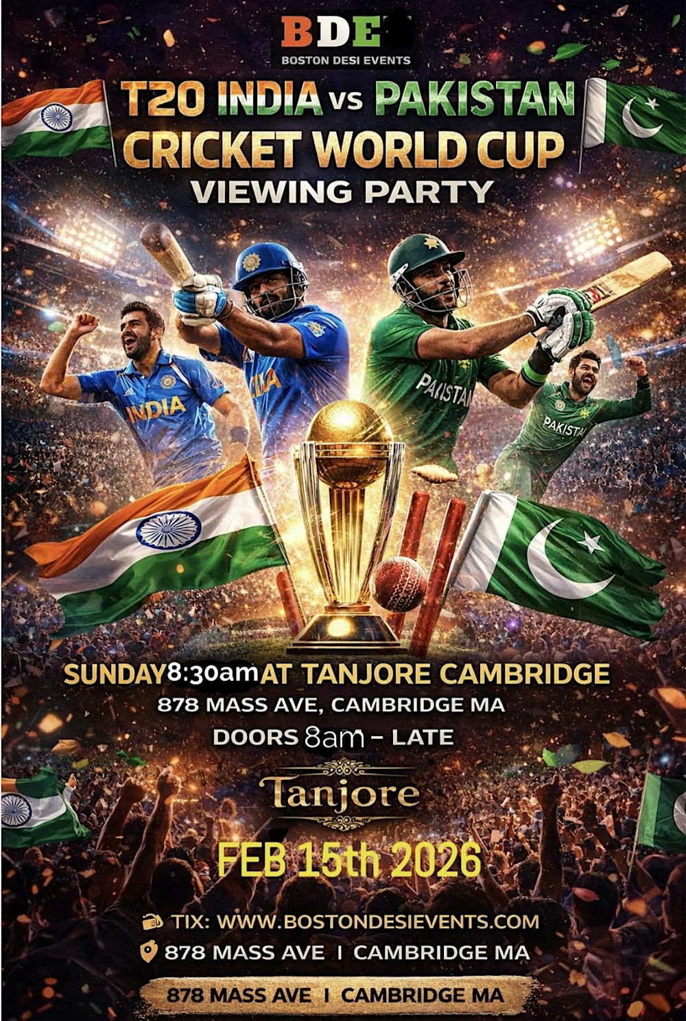 India Vs. Pakistan T20  (Watch Party) LIVE in BOSTON
