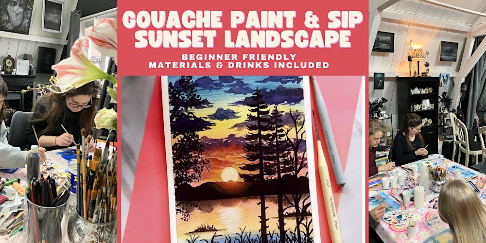 Gouache Paint & Sip: Sunset Landscape - beginner-friendly - Leiden