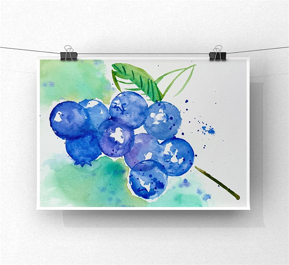 Watercolor Blueberries