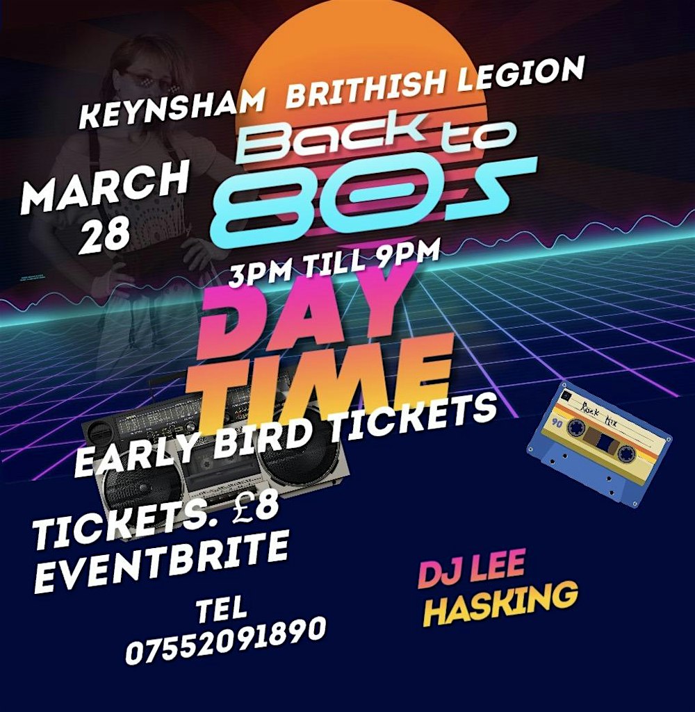 80 s event for over 30s early bird tickets