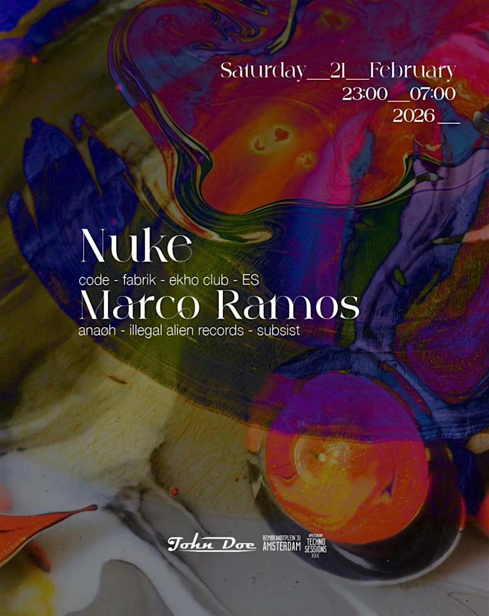 Amsterdam Techno Sessions w/ Nuke (CODE- FABRIK - EKHO CLUB) ES