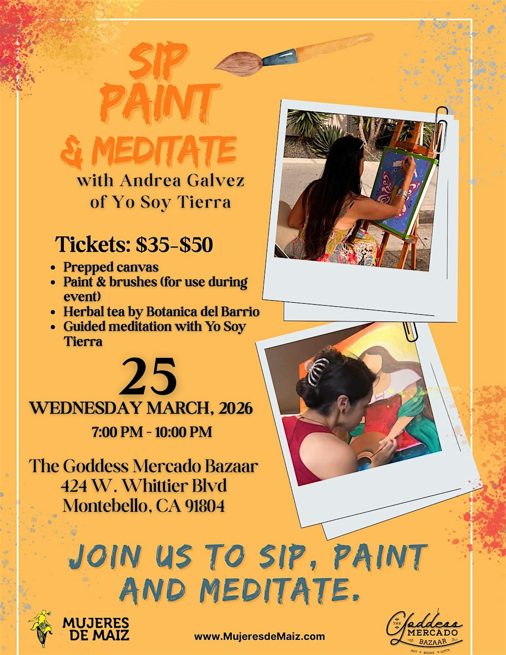 SIP, PAINT & MEDITATE with Yo Soy Tierra