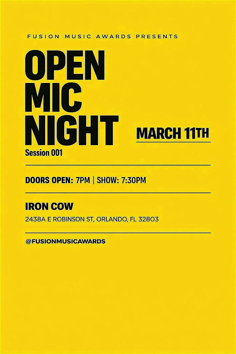 Fusion Music Awards Presents: Open Mic Night — Session 001