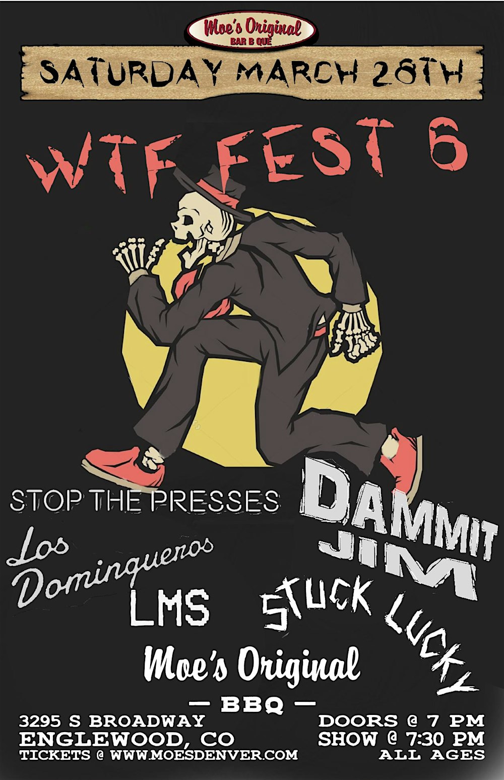 WTF Fest 6: Stop The Presses + Stuck Lucky + Los Domingueros+LMS+Dammit Jim