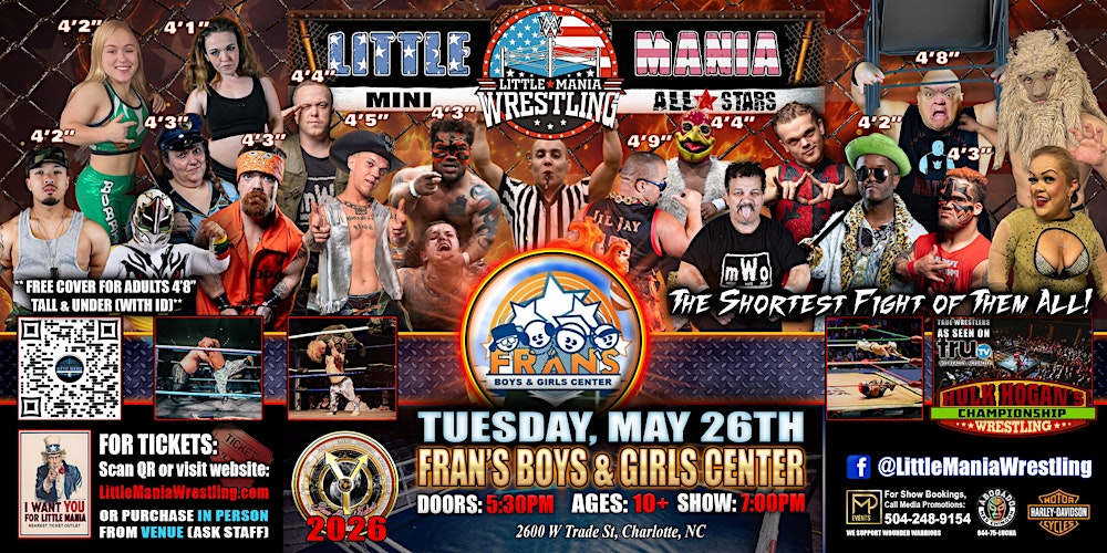 Charlotte, NC - Little Mania Mini Wrestling @ Fran's Boys & Girls Center