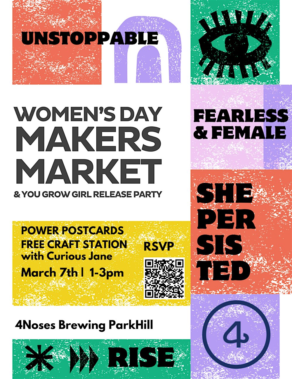 Free Women's Day Craft - Power Postcards at 4 Noses Brewing