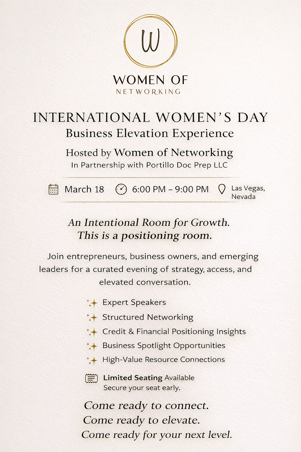 International Women’s Day Business Elevation Experience Hosted by WON