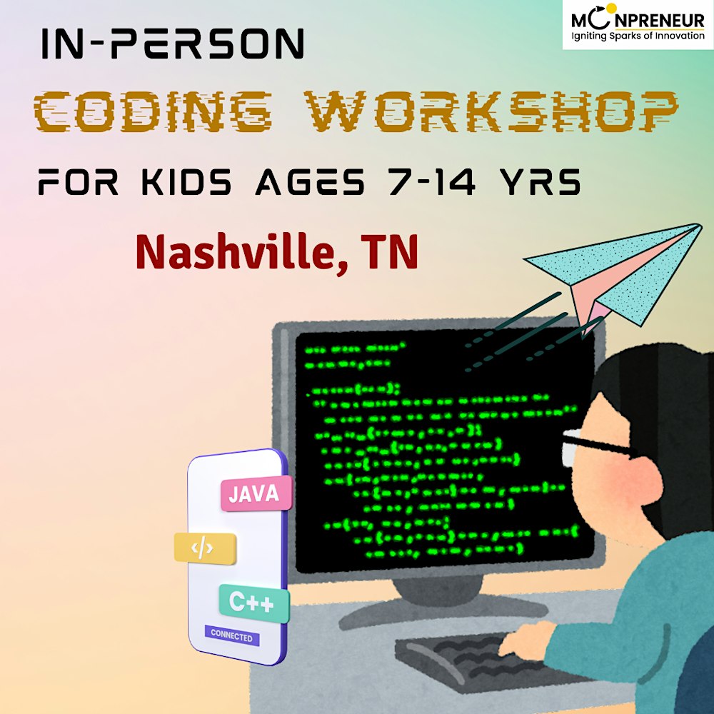 In-Person Free Coding Workshop For Kids at Nashville, TN 7-14 yrs)